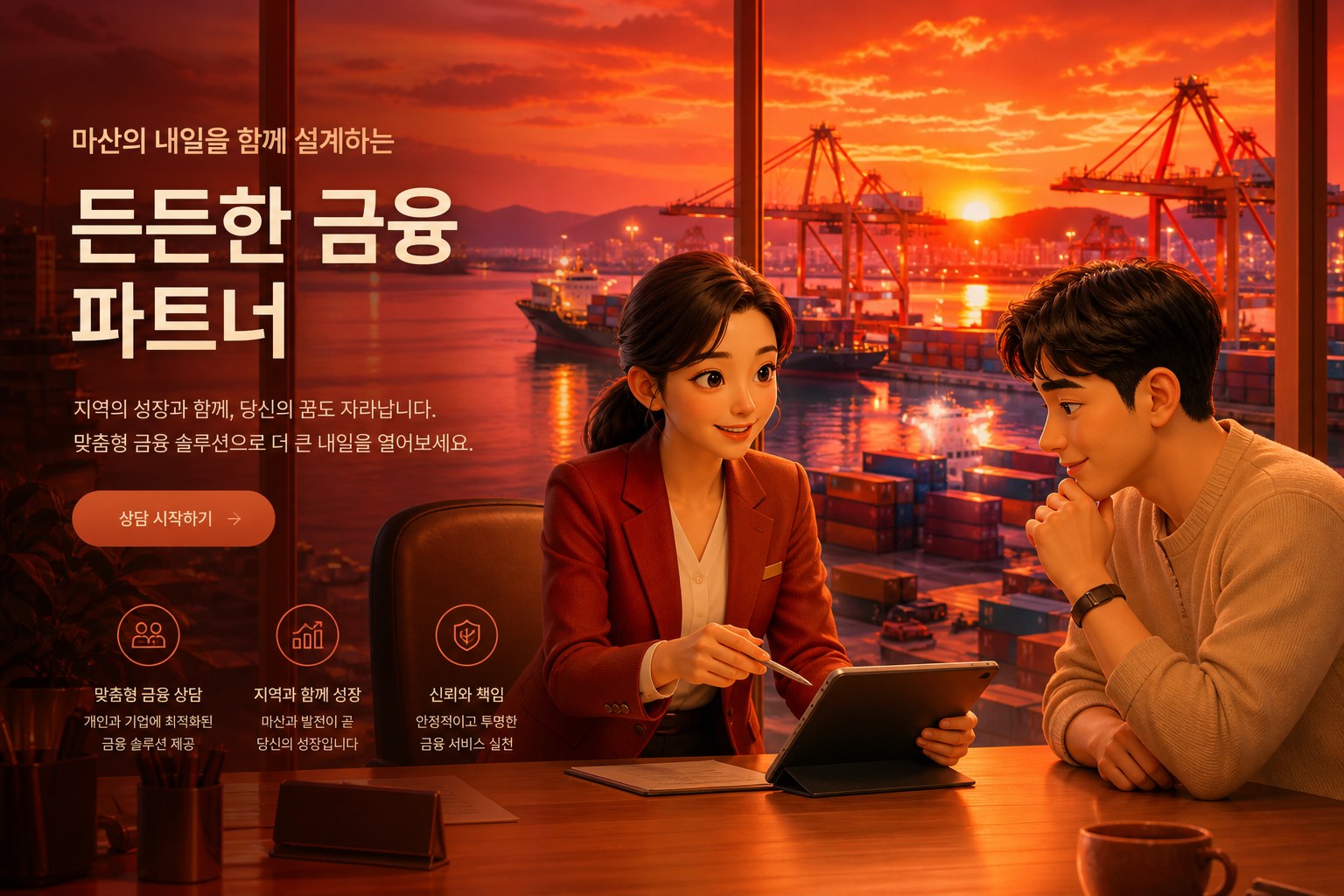 상담사가 고객과 상환 일정을 함께 검토하는 장면