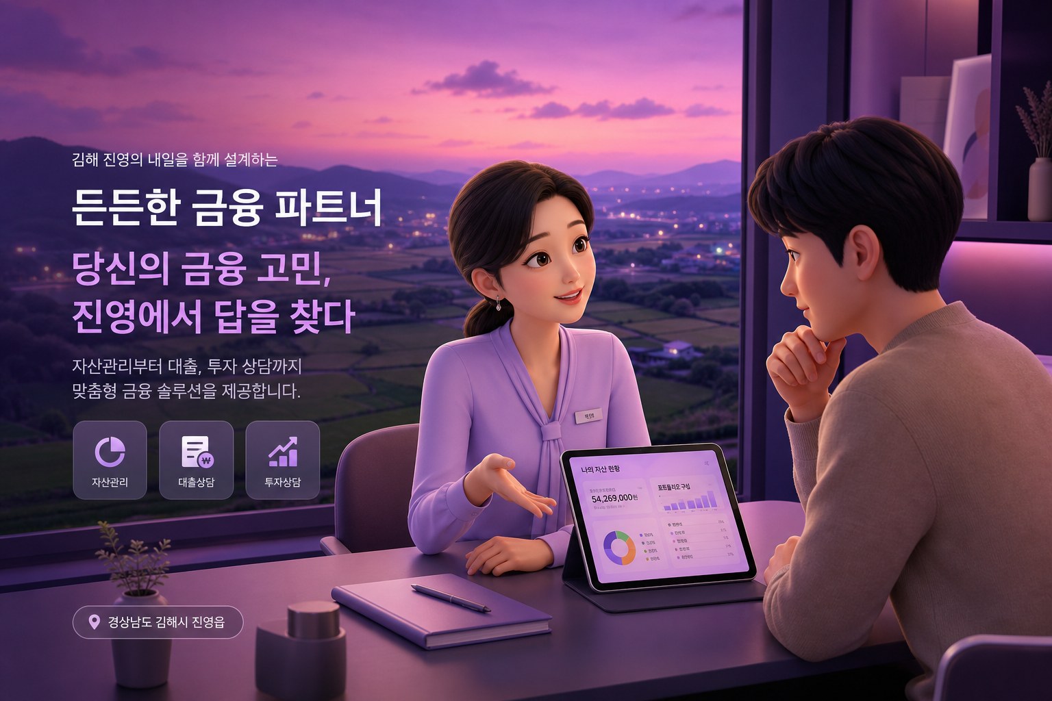 상담사가 고객과 상환 일정을 함께 검토하는 장면